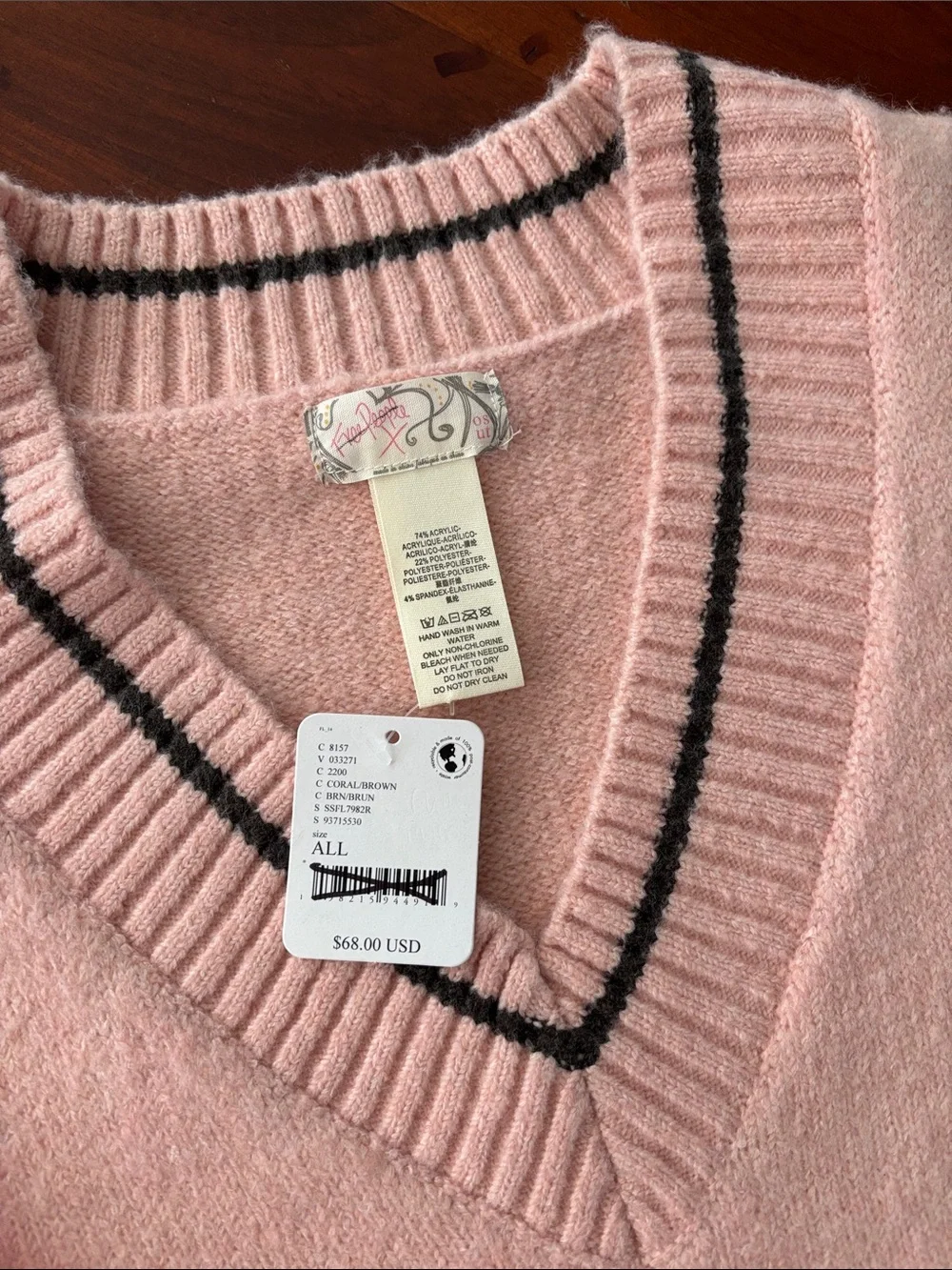 FREE PEOPLE OVERSIZE SWEATER VEST WITH SIDE TIGHT TASSELS